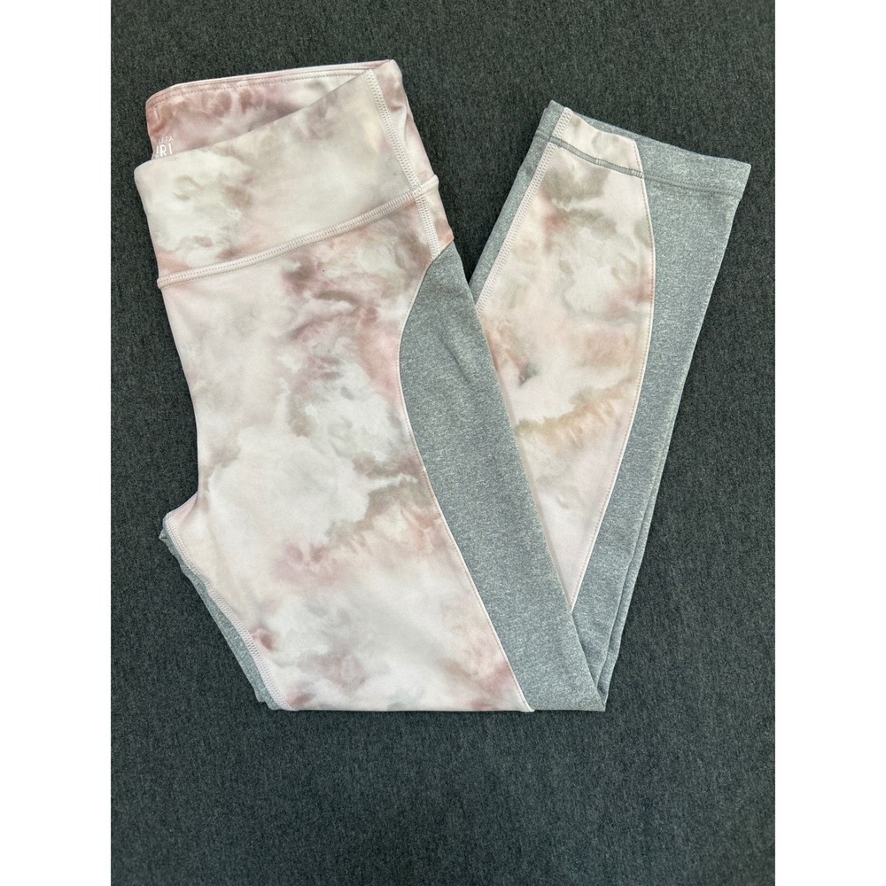 Athleta Girl Spliced Chit Chat Capri Leggings Tie Dye Grey Pink XL 14